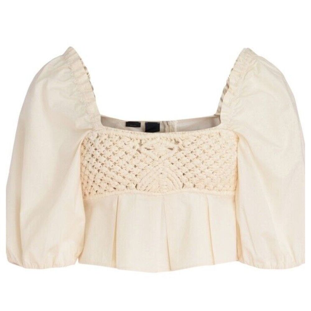 New!!PINKO Crop Top Size 8 Ivory Color 100% Cotton‎